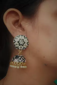 RozMili Meenakeri Design Black jhumkas