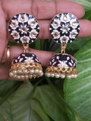 RozMili Meenakeri Design Black jhumkas 1
