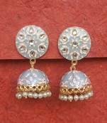 RozMili Meenakeri design Hand painted Grey jhumkas