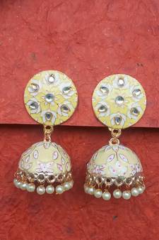 RozMili Meenakeri Designer Yellow jhumkas