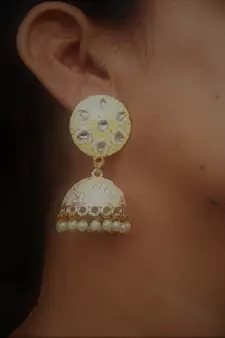 RozMili Meenakeri Designer Yellow jhumkas
