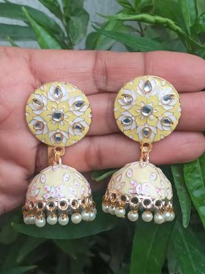 RozMili Meenakeri Designer Yellow jhumkas 3