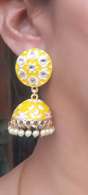 RozMili Meenakeri design Yellow jhumkas 2