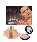 Skin Diva Diamond Facial Kit, Color Diva Liquid Makeup Foundation Beige & Color Diva Round Compact Powder Combo