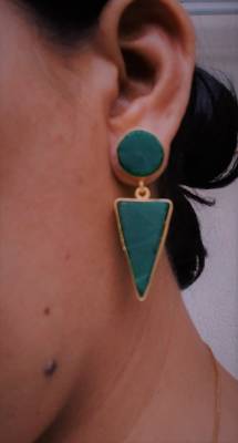RozMili Indian Handcrafted Jaipuri Monalisa stone Gold Plated  Drop earrings for women & girls 3