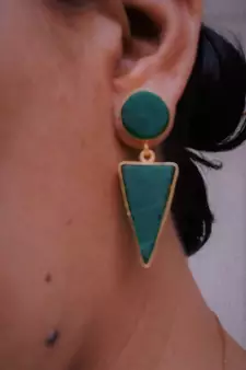 RozMili Indian Handcrafted Jaipuri Monalisa stone Gold Plated  Drop earrings for women & girls