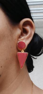 RozMili Handmade  Jaipuri Monelisa stone Brass metal Drop Earrings for Women & Girls 3