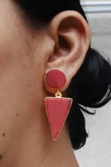 RozMili Handmade  Jaipuri Monelisa stone Brass metal Drop Earrings for Women & Girls