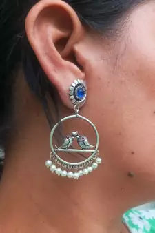 Indian Handcrafted Oxidized finish Brass metal  Drop Earrings for women & Girls