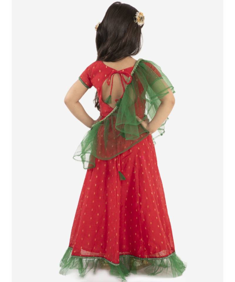 Cotton Jacquard Lehenga Choli With Net Dupatta