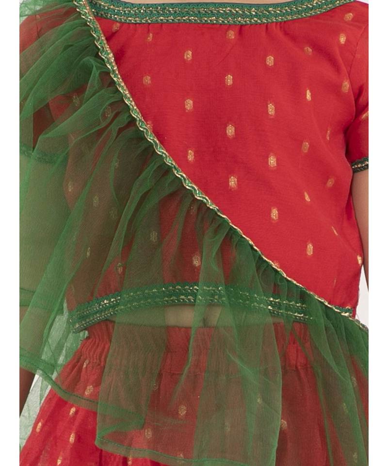Cotton Jacquard Lehenga Choli With Net Dupatta