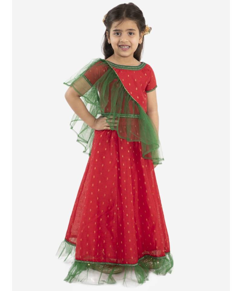 Cotton Jacquard Lehenga Choli With Net Dupatta