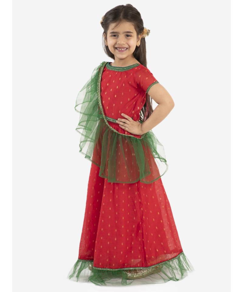 Cotton Jacquard Lehenga Choli With Net Dupatta