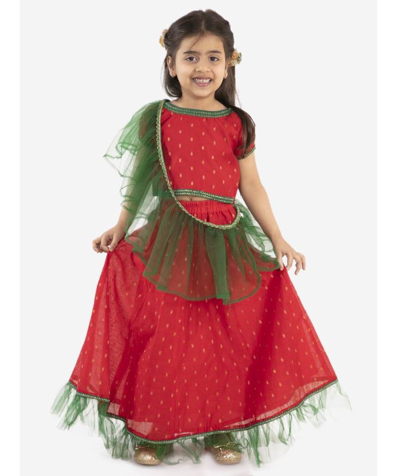 Cotton Jacquard Lehenga Choli With Net Dupatta