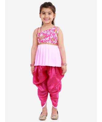 Saira Off Shoulder Embroidered Peplum Top With Dhoti 1