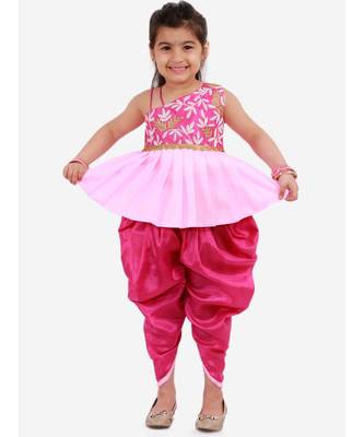 Saira Off Shoulder Embroidered Peplum Top With Dhoti 6