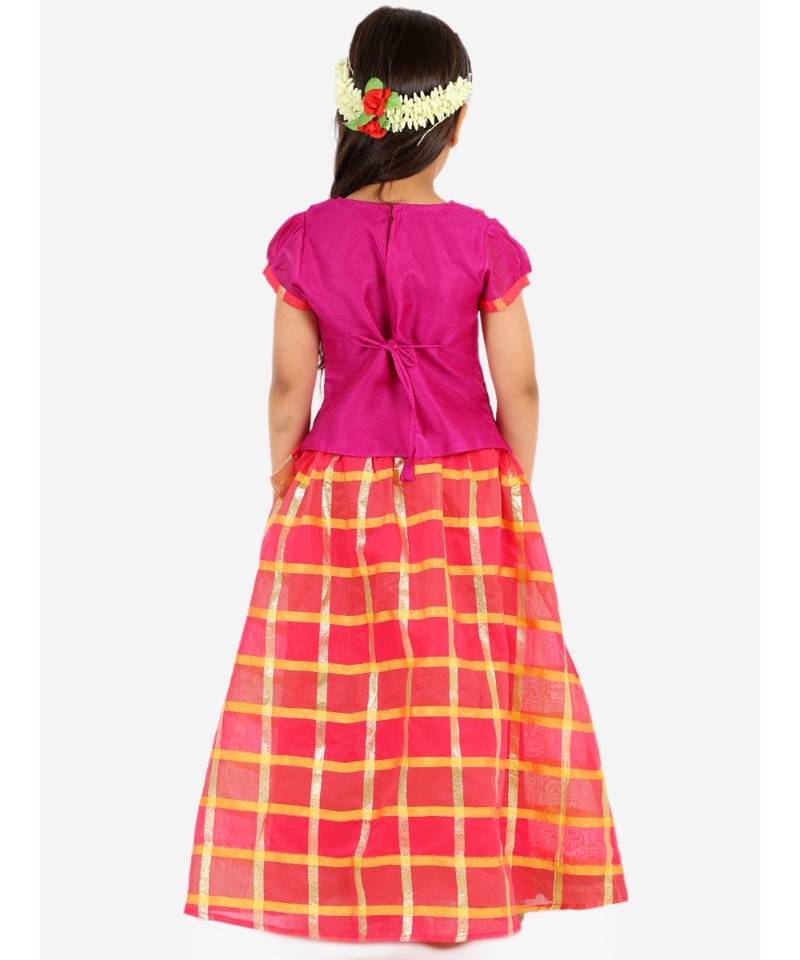 Gold Kota Checks Pavda Pattu LEHENGA 