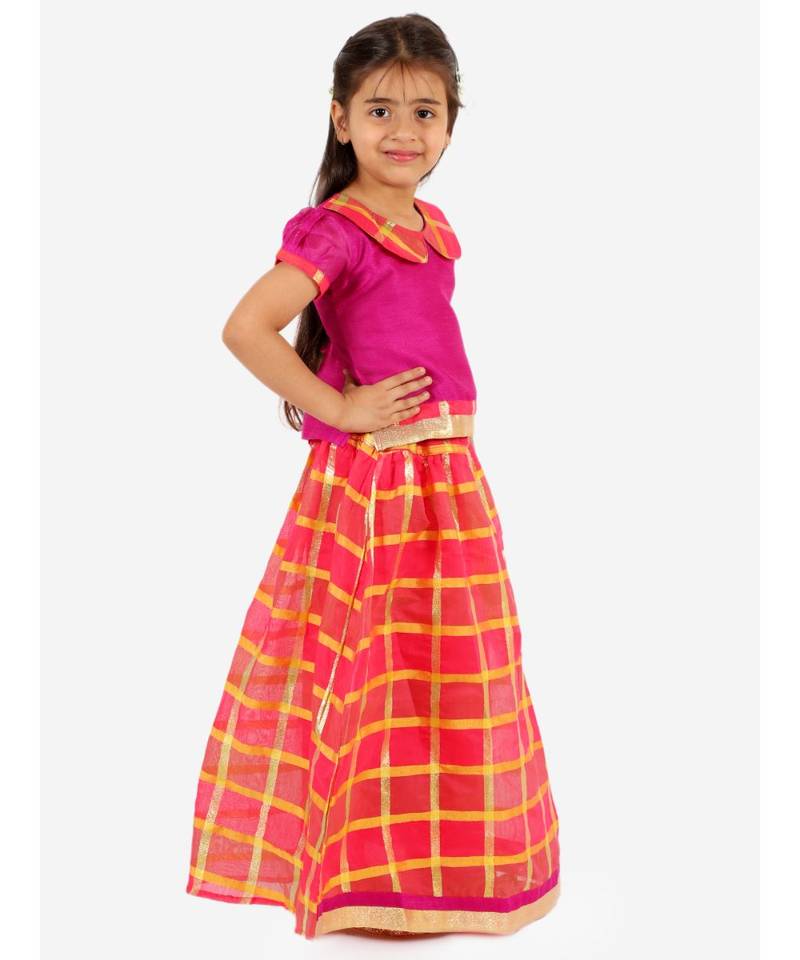 Gold Kota Checks Pavda Pattu LEHENGA 