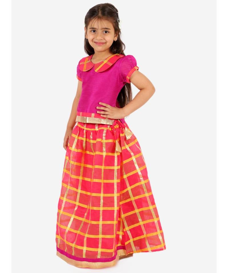 Gold Kota Checks Pavda Pattu LEHENGA 