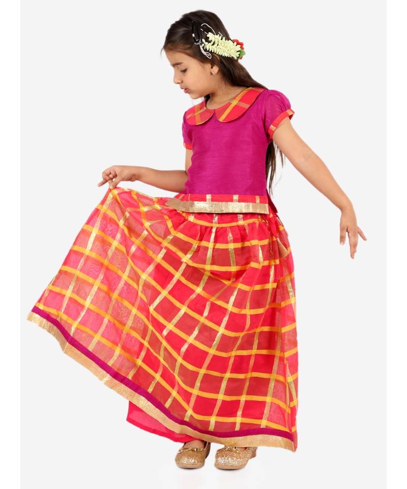 Gold Kota Checks Pavda Pattu LEHENGA 