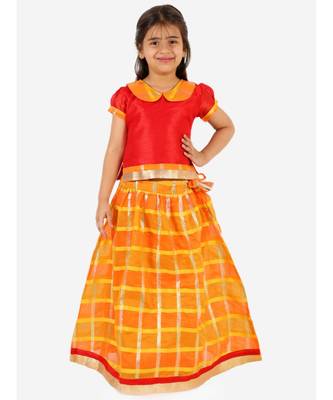 Gold Kota Checks Pavda Pattu LEHENGA  1