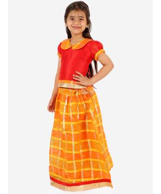 Gold Kota Checks Pavda Pattu LEHENGA  4