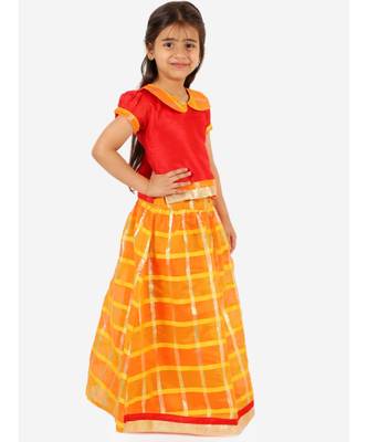 Gold Kota Checks Pavda Pattu LEHENGA  5