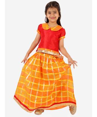 Gold Kota Checks Pavda Pattu LEHENGA  6