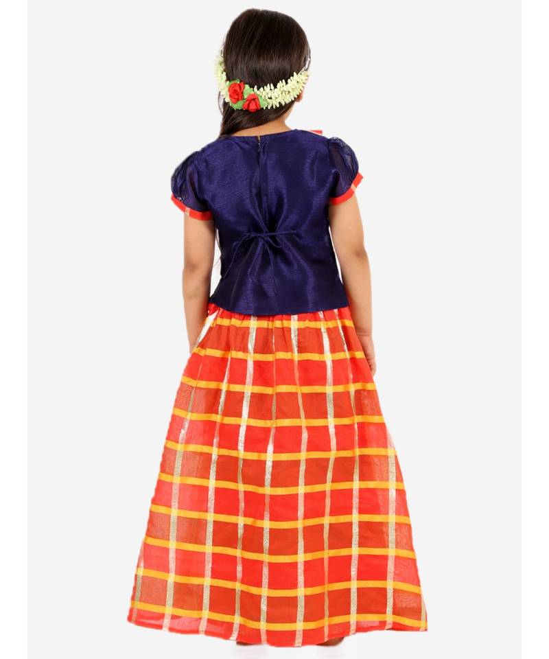 Gold Kota Checks Pavda Pattu LEHENGA 