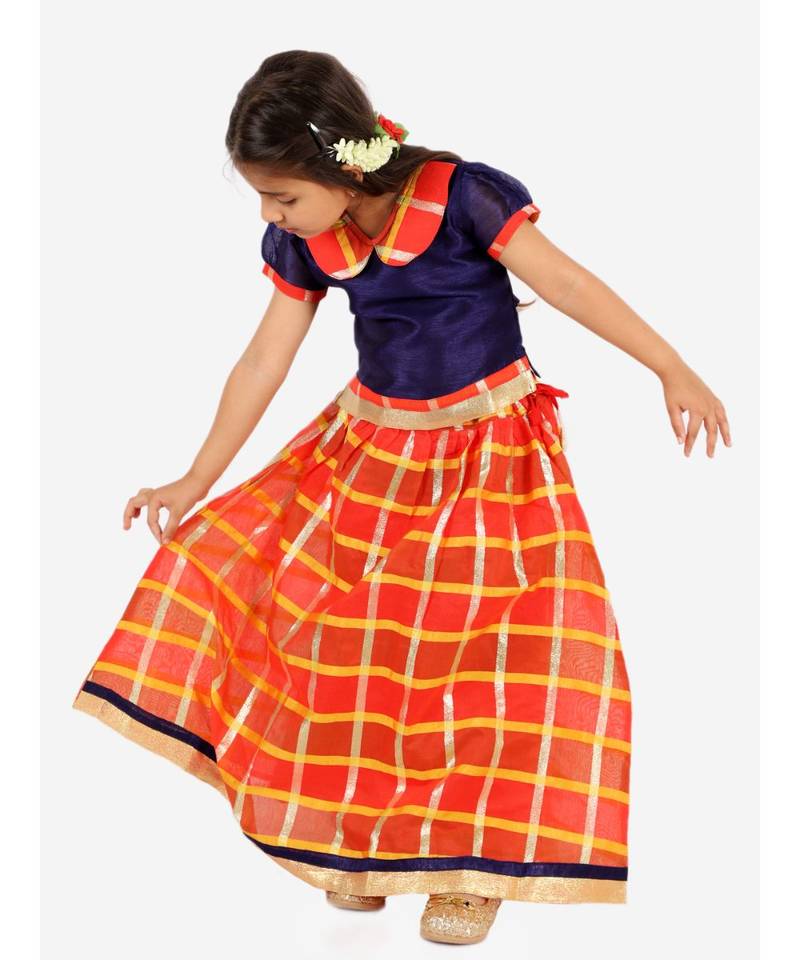 Gold Kota Checks Pavda Pattu LEHENGA 