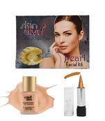 Skin Diva Pearl Facial Kit, Color Diva Liquid Makeup Foundation Beige & Color Diva Transparent Ring Golden Kajal Combo