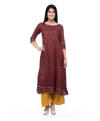 RUH Maroon Block Print kurti 1