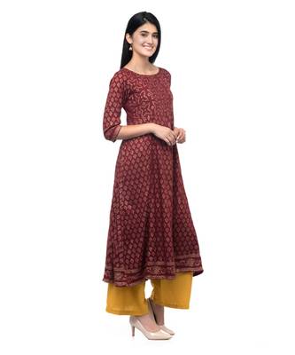 RUH Maroon Block Print kurti 2