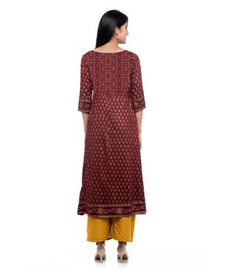 RUH Maroon Block Print kurti 3