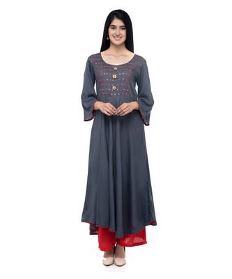 RUH Grey Embroidered Gown 1