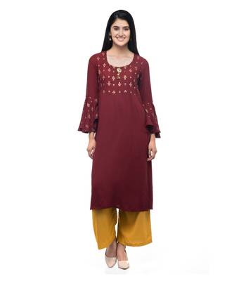 RUH Maroon Block Print stylish kurti 1