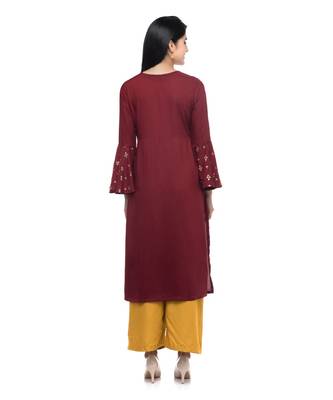 RUH Maroon Block Print stylish kurti 3