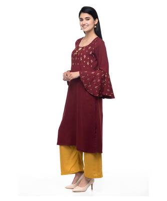 RUH Maroon Block Print stylish kurti 4