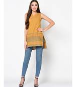 Women Yellow Woven Design Kurti