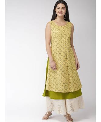 Green Cotton Mull Printed Kurta 4