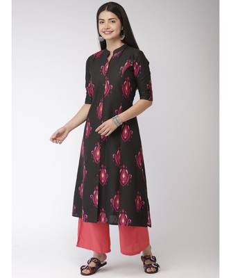Black printed A-Line Kurta 1