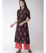Black printed A-Line Kurta
