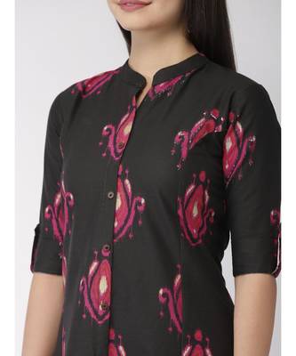 Black printed A-Line Kurta 3