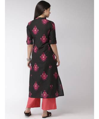 Black printed A-Line Kurta 5