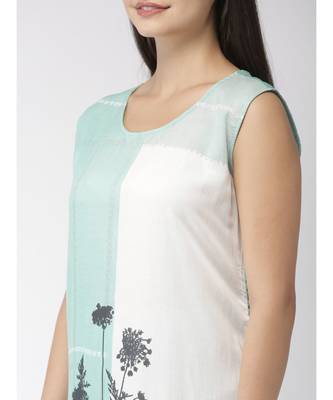 Women Blue & Off-White Printed A-Line Kurta 3