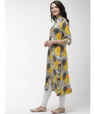 Viscose Yellow Grey Printed Shirt Dress 4