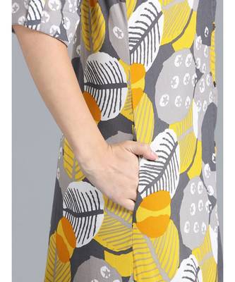 Viscose Yellow Grey Printed Shirt Dress 6