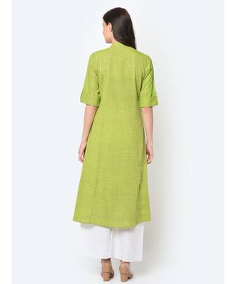 Lime Pure Cotton A Line Kurta 3