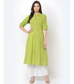 Lime Pure Cotton A Line Kurta
