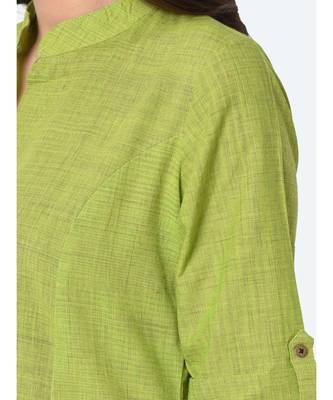 Lime Pure Cotton A Line Kurta 8